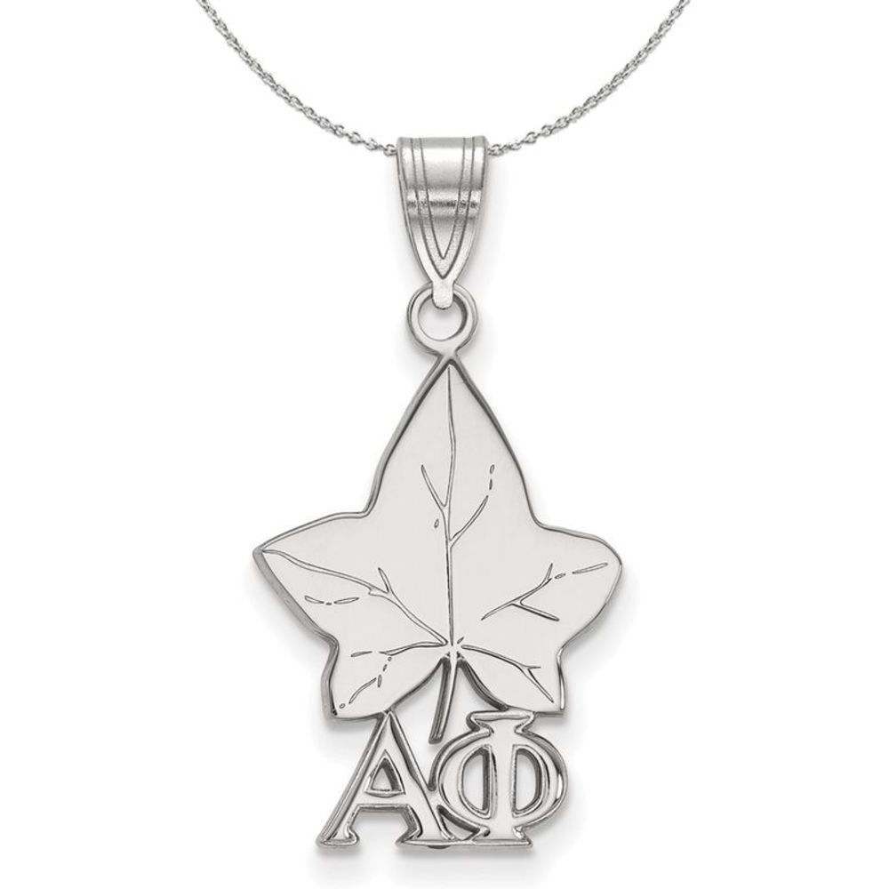 Sterling Silver Alpha Phi Medium Pendant Necklace - 18 Inch